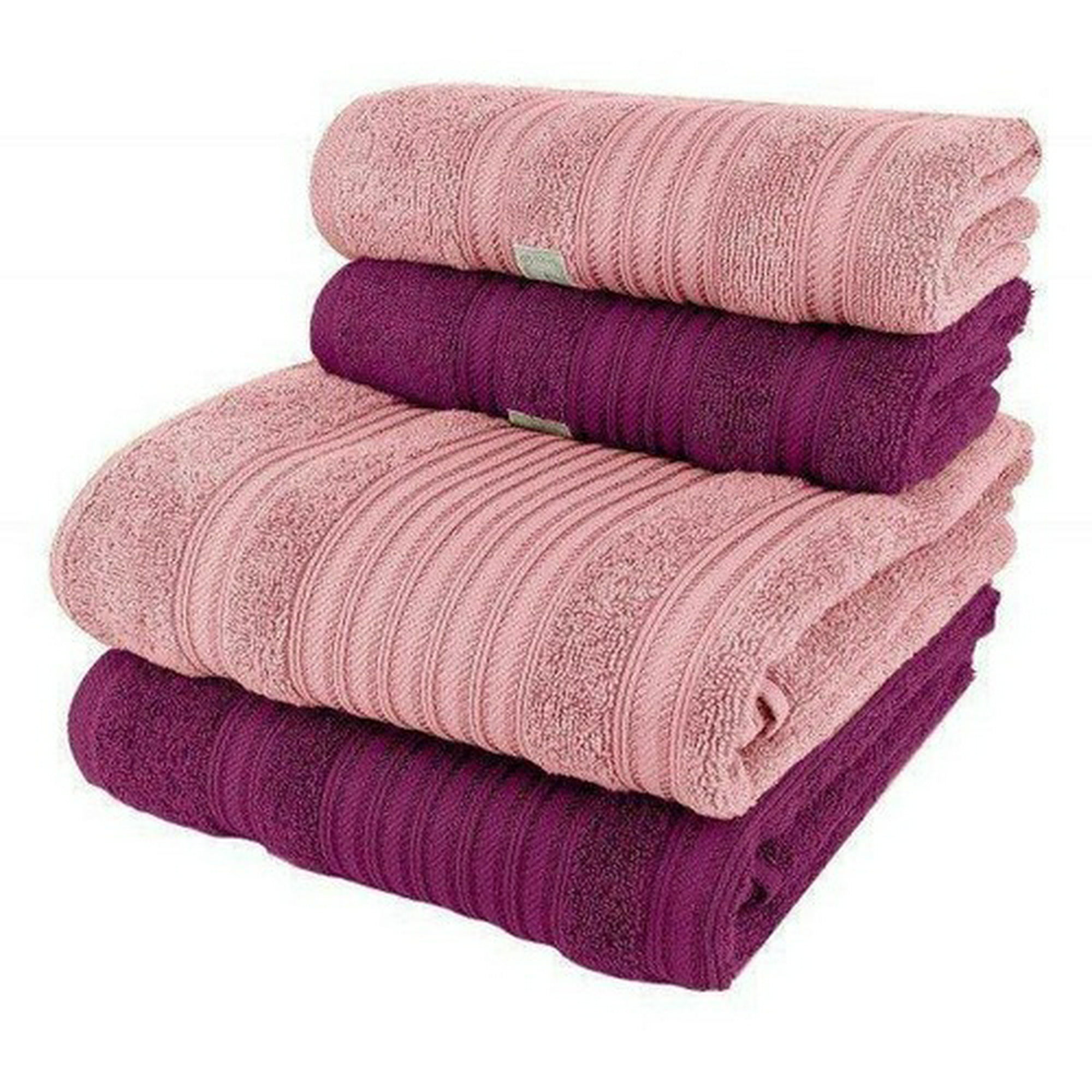 Ultra - Juego de 6 toallas de 100 % algodón, 2 toallas de baño, 2 toallas  de mano, 2 toallas pequeñas, color rosa