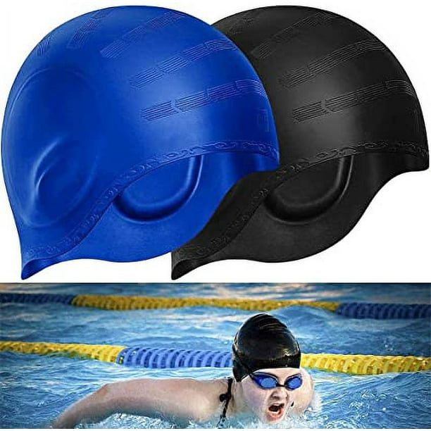 Gorro de natación con protección auditiva 3D - Gorro de natación para  mujeres, hombres y niños - Gorro de piscina - Gorro de natación para mujer  - Gorro de natación impermeable 