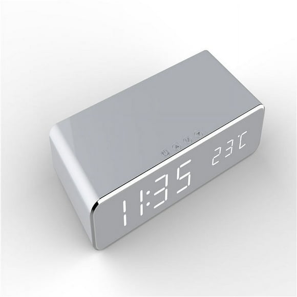 reloj despertador inalámbrico recargable de 1 pieza reloj despertador eléctrico led con cargador de teléfono espejo de reloj con termómetro digital de escritorio inalámbrico con función de memoria de tiempo oso de fresa electrónica