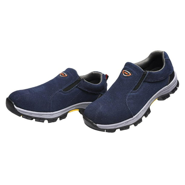 HISXUS Zapatos de seguridad para hombres, con puntera de acero, zapatos de  trabajo ligeros, transpirables, industriales (color: azul, talla: 7 de EE.