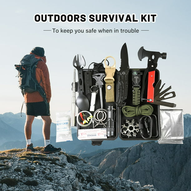 Kit de supervivencia de emergencia 18 en 1 Equipo de supervivencia  Suministros de herramientas de emergencia yeacher Kit de supervivencia