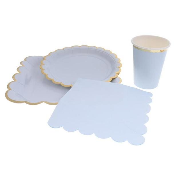 Platos desechables de plástico , paquete de 5, 9 pulgadas, con borde dorado  dorado Soledad Servicio de mesa de vajilla