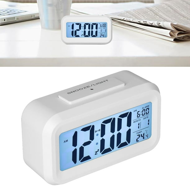 JXTZ Reloj despertador digital, reloj LED arcoíris para dormitorio, reloj  de escritorio con repetición, pantalla de temperatura, brillo ajustable
