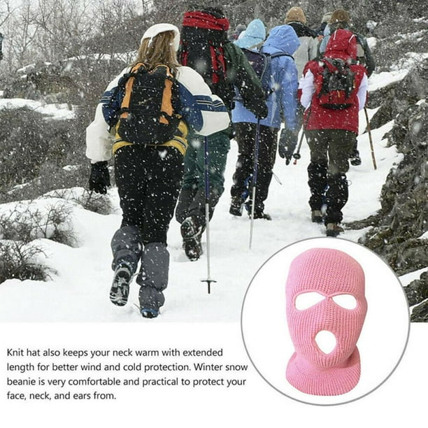  Pasamontañas de punto con 3 agujeros para la cara completa,  unisex, para adultos, pasamontañas de invierno de punto cálido, suave, de 3  agujeros, máscara de esquí, gorro para hombres y mujeres