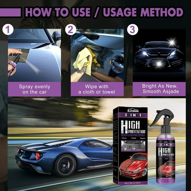 Spray de revestimiento rápido 3 en 1 de alta protección para automóvil,  Nano Spray de reparación de arañazos de coche con esponjas y toallas,  aerosol