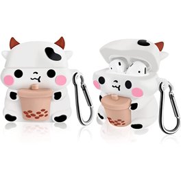 Funda compatible con Airpod 1 y 2 Boba Milk Tea, linda funda protectora de  silicona 3D de dibujos animados Kawaii para Airpods, funda divertida para