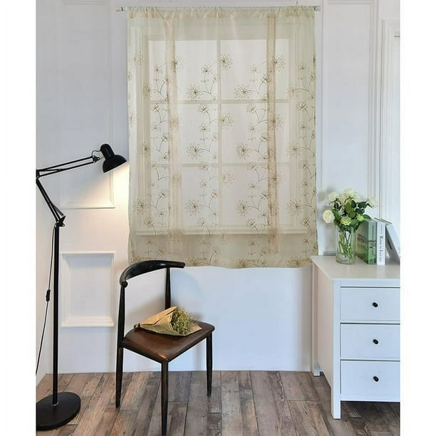 Cortinas opacas bordadas ajustables, panel de ventana para sala de estar,  dormitorio, cocina, baño, cortinas de amarre-60*120cm