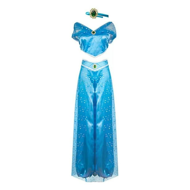  Disfraz de princesa árabe de animación Aladdin, Jasmine Sassy  Prestige para mujer, cosplay, corona de Halloween, para adultos, talla L,  azul cielo (AAPJ-080322) : Ropa, Zapatos y Joyería