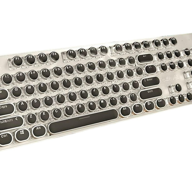 Teclado mecánico, retro, teclas redondas punk de 104 teclas, estilo de  máquina de escribir con cable, teclado para juegos, teclado de computadora  para