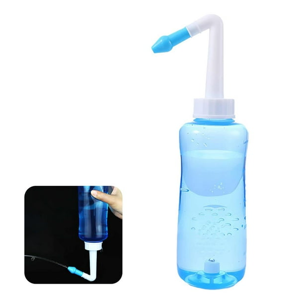300ml Adultos Enjuague Nasal Limpiar Irrigador Pot Azul shamjiam Juego de  botella de enjuague nasal