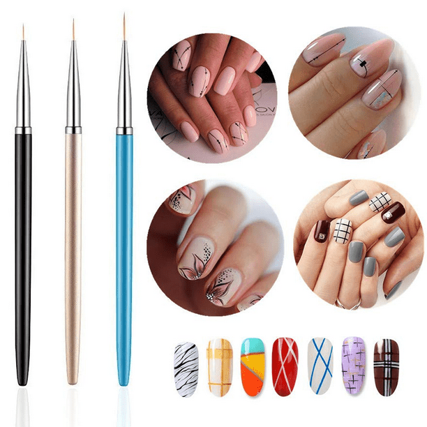 CHENYIYI - Juego de 5 pinceles profesionales para arte de uñas, para líneas  largas, esmalte de gel UV, diseño de detalles, pinceles finos para arte de