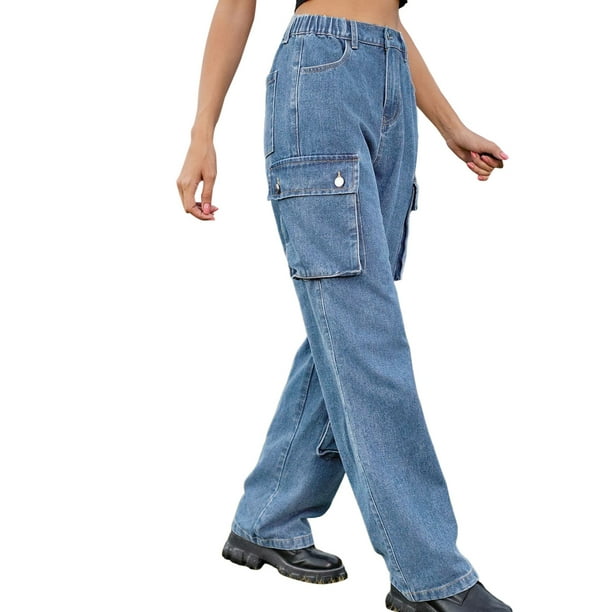 Gibobby Pantalones tipo cargo mujer Pantalones casuales de jeans