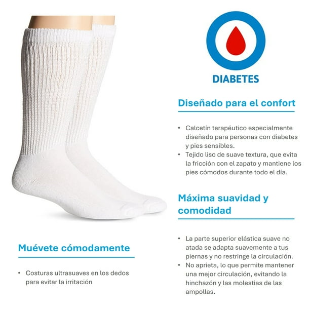 Calcetines Hombre para Diabeticos y Pies Sensibles, Incluye 4 Pares Color  Gris, Calcetas para Diabetes, Mejoran la Circulación Pie Diabetico Med 4  pares Hombre