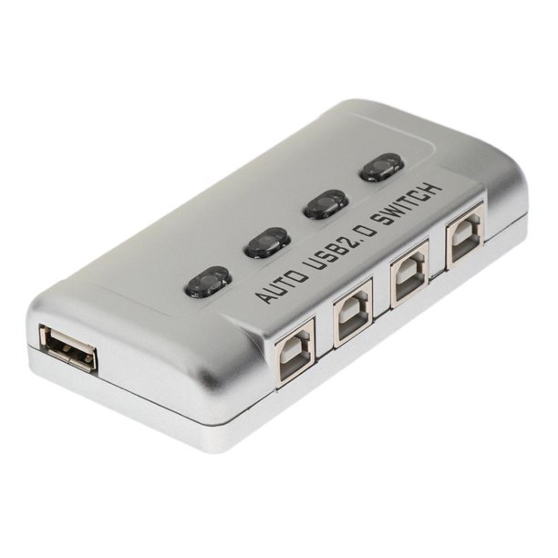 Selector de interruptor USB 3.0 UGREEN, 4 puertos, 2 ordenadores,  conmutador periférico, concentrador adaptador para PC, impresora, escáner,  ratón, teclado con interruptor de un botón y 2 cables USB macho