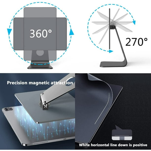 Soporte magnético para iPad Pro de 12.9 pulgadas, soporte magnético  ajustable de 360° compatible con soporte magnético para iPad de 12.9  pulgadas