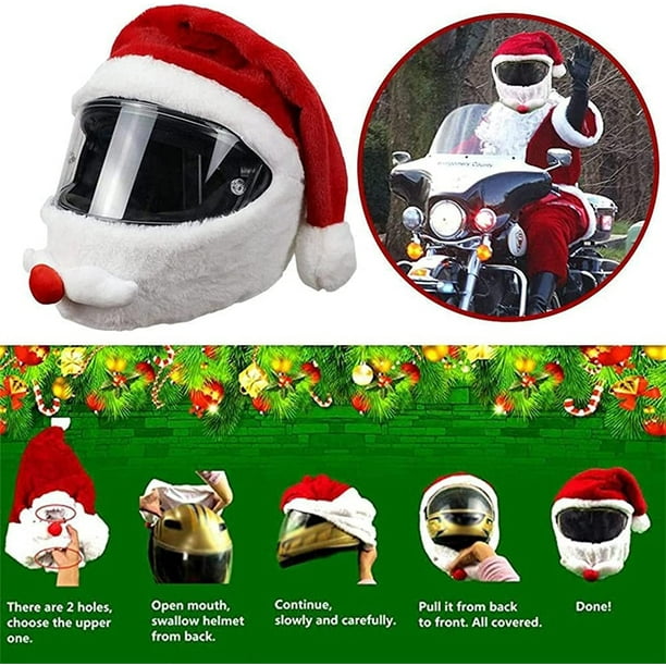 Gorro de Navidad de Papá Noel para casco de motocicleta, divertida funda  protectora de cara completa para casco de motocicleta personalizado,  divertido casco integral para decorar cascos de motocicleta ER