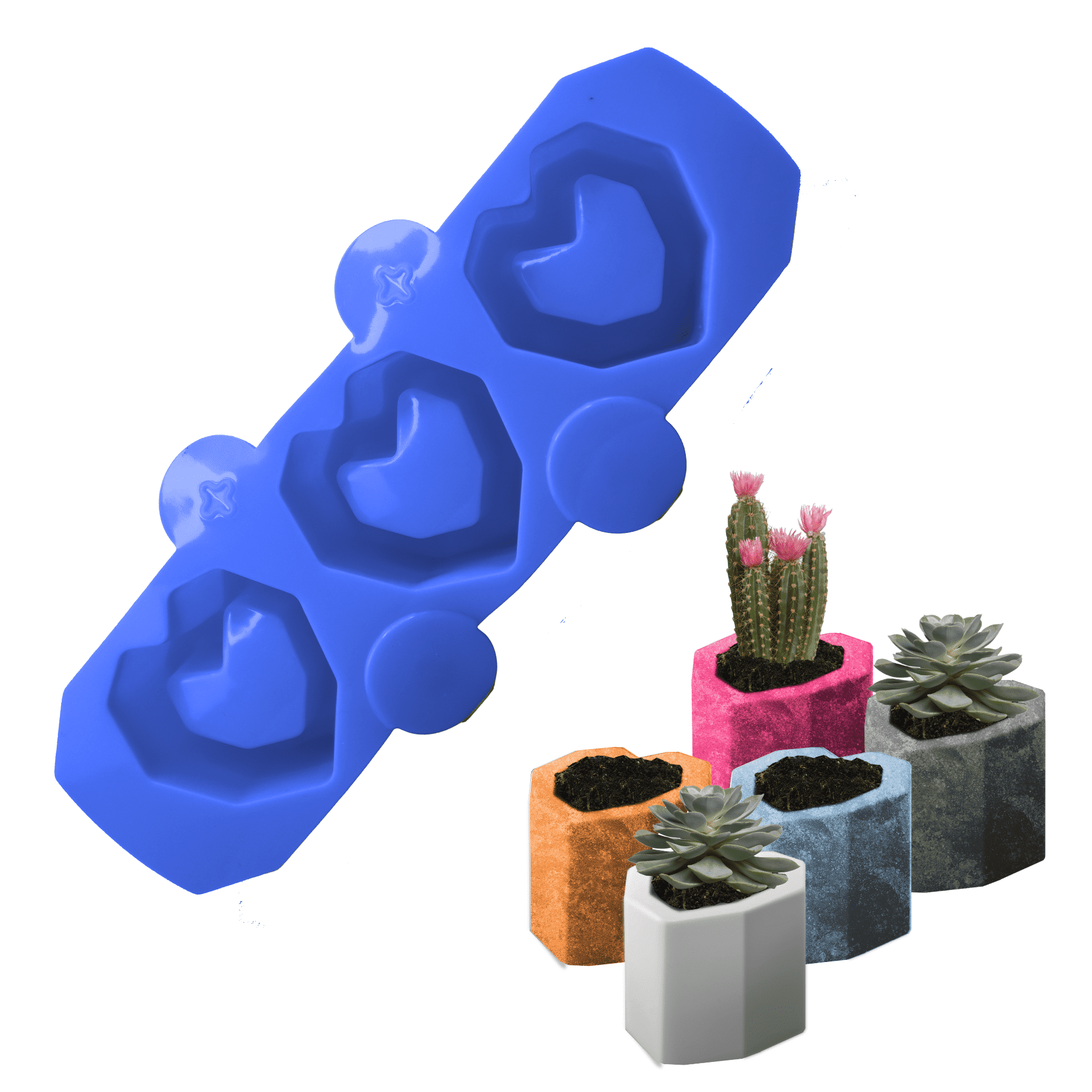 Molde de silicona para macetas y decoración de yeso cemento, resina, concreto. plantillas de figura para maceta (Corazón azul ) ecomlab molde maceta