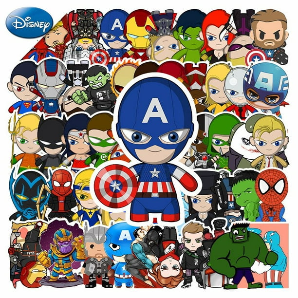 Disney-pegatinas de superhéroes de Marvel, calcomanía de dibujos animados  para ordenador portátil, coche y motocicleta, Vintage, los vengadores