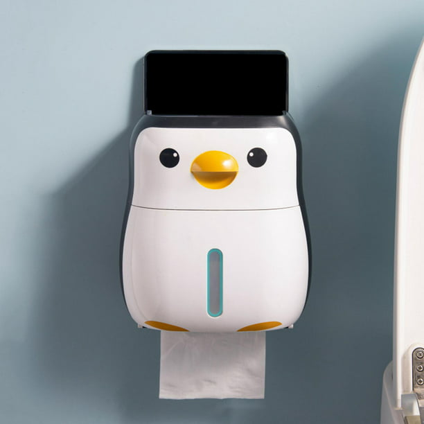 Portarrollos de papel higiéco en , sin , gran capacidad, adhesivo suave,  caja de pañuelos de pingüino lindo, estante de papel perfecl Portarrollos  de papel higiénico