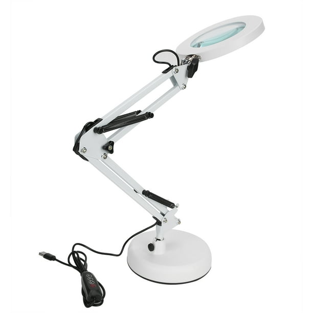  TMISHION Lámpara de anillo LED con lupa 5X, lámpara de belleza  plegable con clip, lámpara de lupa de tatuaje USB con luz cálida y fría  para lectura de extensiones de pestañas