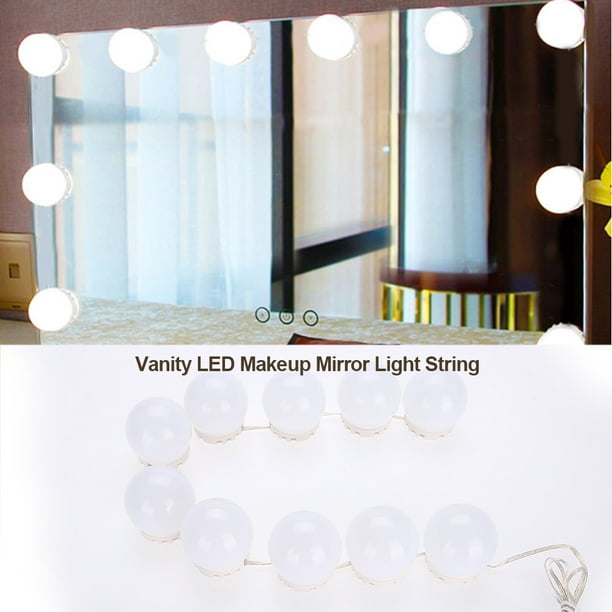 Luces LED de tocador para espejo, luces de tocador estilo Hollywood con 12  bombillas, 3 temperaturas de color y 10 niveles de brillo, tira de