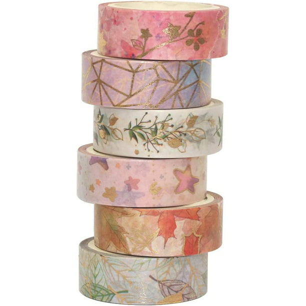 6 rollos de cinta decorativa de flores frescas, cintas decorativas de  washi, cinta de álbum de recortes coleccionable, para pegatinas de lápiz  labial, decoración navideña 10 * 5 * 5 cm multicolor