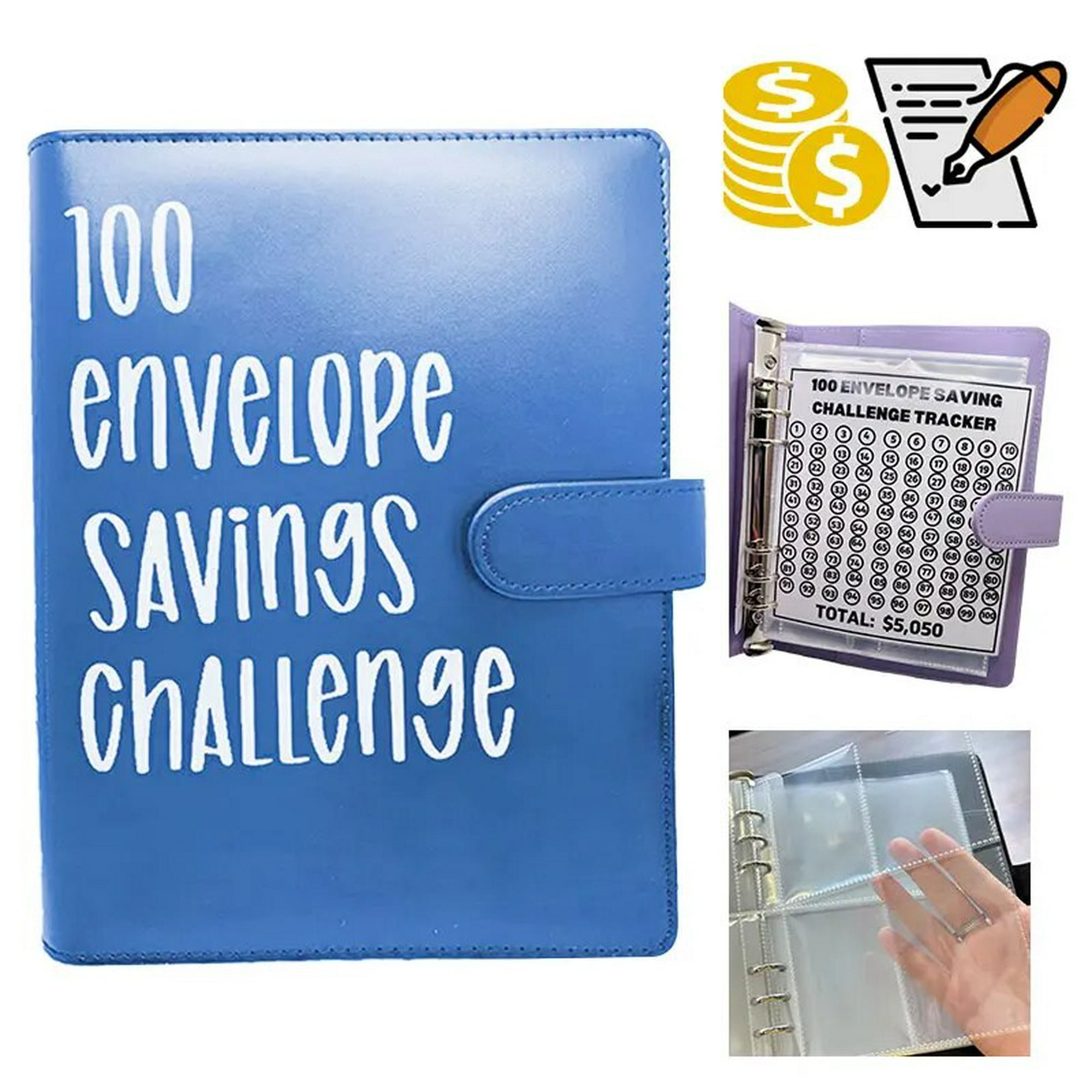 Blocs De Notas 100 Sobres Desafío De Ahorro De Dinero Carpeta De