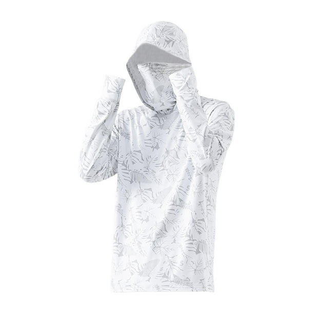 Camisa con capucha de protección solar para hombres Camisas con capucha para  el sol para Golf Pesca Ciclismo Blanco kusrkot Chaqueta de protección solar