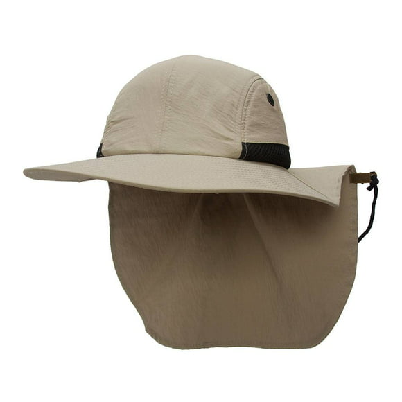 top headwear 4 panel folleto grande de bill sun hat w  ajustable flap clip khaki top headwear sombrero para el sol