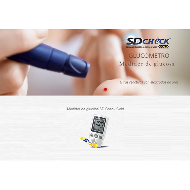 Glucómetro medidor de glucosa SD-check, marca SD - Standar Diagnostics,  SDD-01GC10