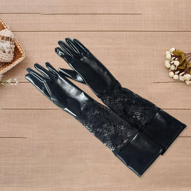 1 par de guantes blancos y negros de piel sintética para cosplay de anime  sin dedos para disfraz de Halloween, accesorio de disfraz, Blanco & negro