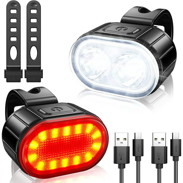 Luz bicicleta USB recargable luces LED bicicleta 6 modos linterna
