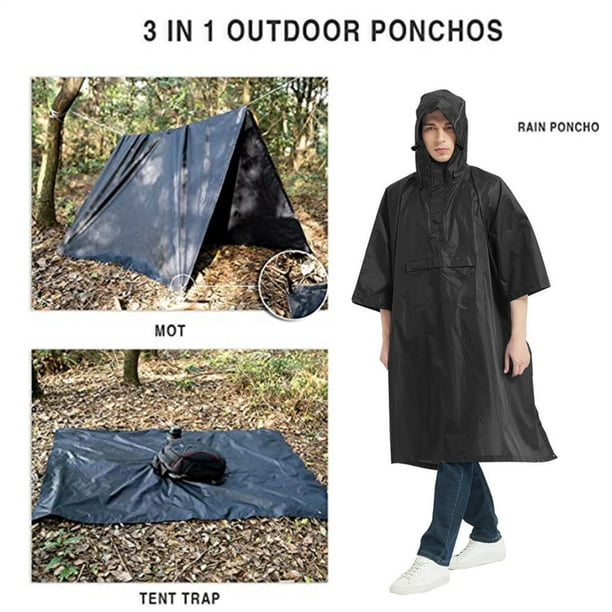 Poncho de lluvia con capucha 3 en 1 para exteriores, impermeable, para  hombres, mujeres y adultos, impermeable ligero