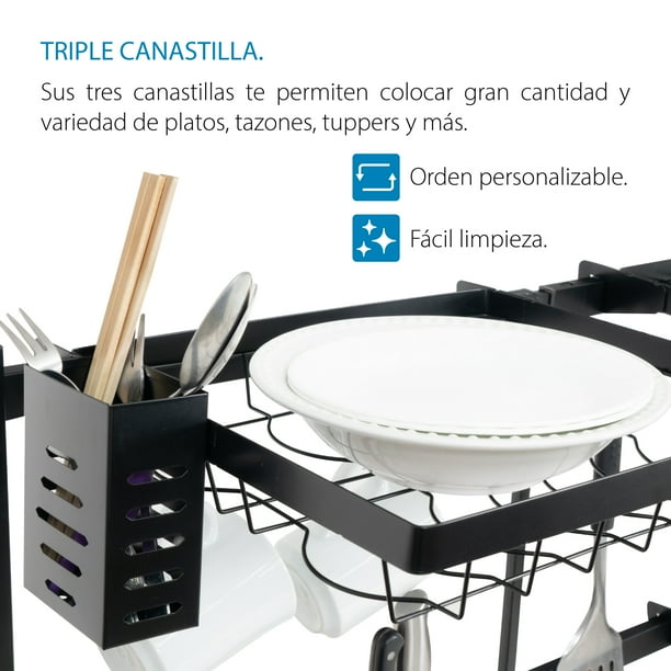 Escurridor Brandtrendy Para Trastes De Cocina, Organizador De Platos, Vasos  Y Utensilios, Fabricado Con Acero Inoxidable 65 Cm