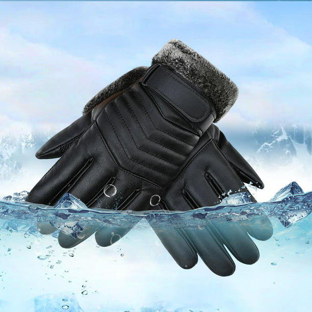 Guantes impermeables de invierno para hombre, guantes de conducción de  cuero PU, térmicos, elásticos BLESIY Guantes de invierno
