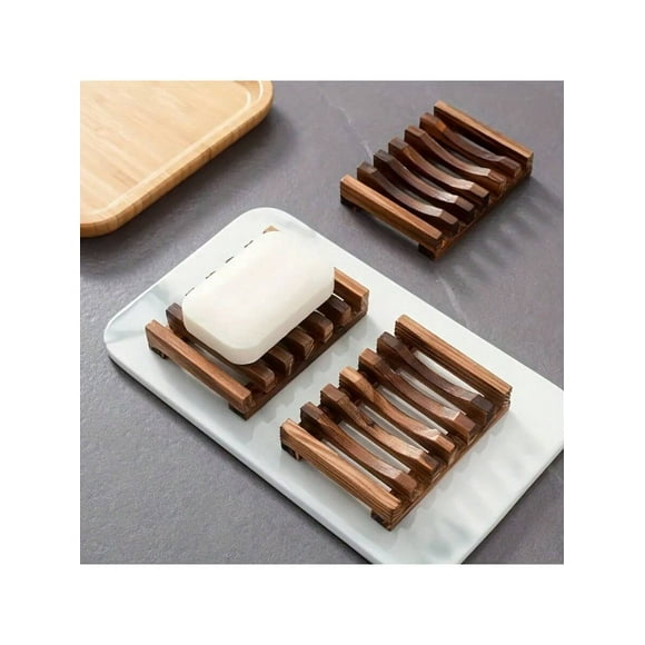 1pc wooden soap dish  elevate your bathroom shower and bathtub with this stylish self draining soap holder