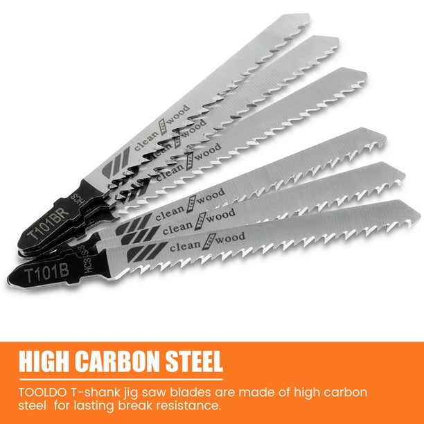 Paquete de 50 hojas de sierra caladora T101B con mango en T, juego de  cuchillas de sierra de calar de 4 pulgadas de 10 TPI hechas para acero al