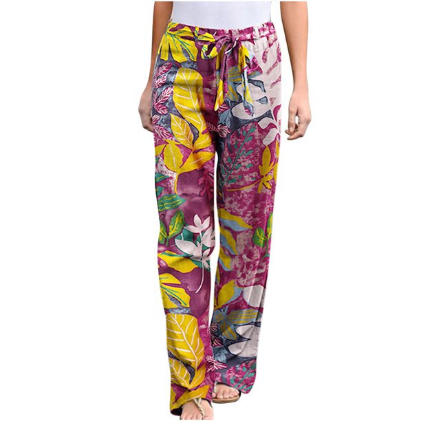 Pantalones de cintura alta para mujer Pantalones de pierna ancha con  estampado floral elegante con e Pompotops ulkah939288