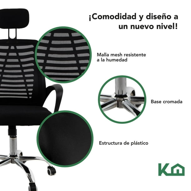 Silla Ejecutiva Kingshouse Con Respaldo Reclinable Negra Mesh