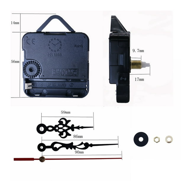 EMOON Paquete de 2 mecanismo de movimiento de reloj de pared con 4  manecillas de reloj, kit de motor de reloj de cuarzo de barrido silencioso,  para reparación de reloj, reemplazo de bricolaje, reloj personalizado  (longitud del eje de 3/4  
