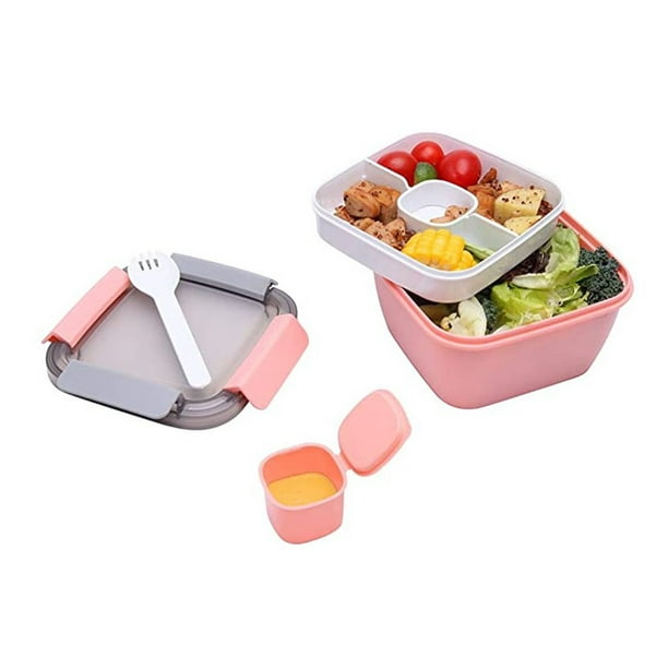 52oz Bento Lunch Box Salad Container 5 Compartment BPA Free Leak Proof Salad  Dressing Container with