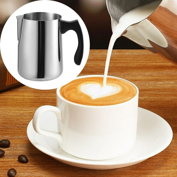 Jarra de espuma de café con leche de 350ml, taza espesada de acero  inoxidable 304, jarra de leche, cafetera, taza de espuma para Latte, Color  natural