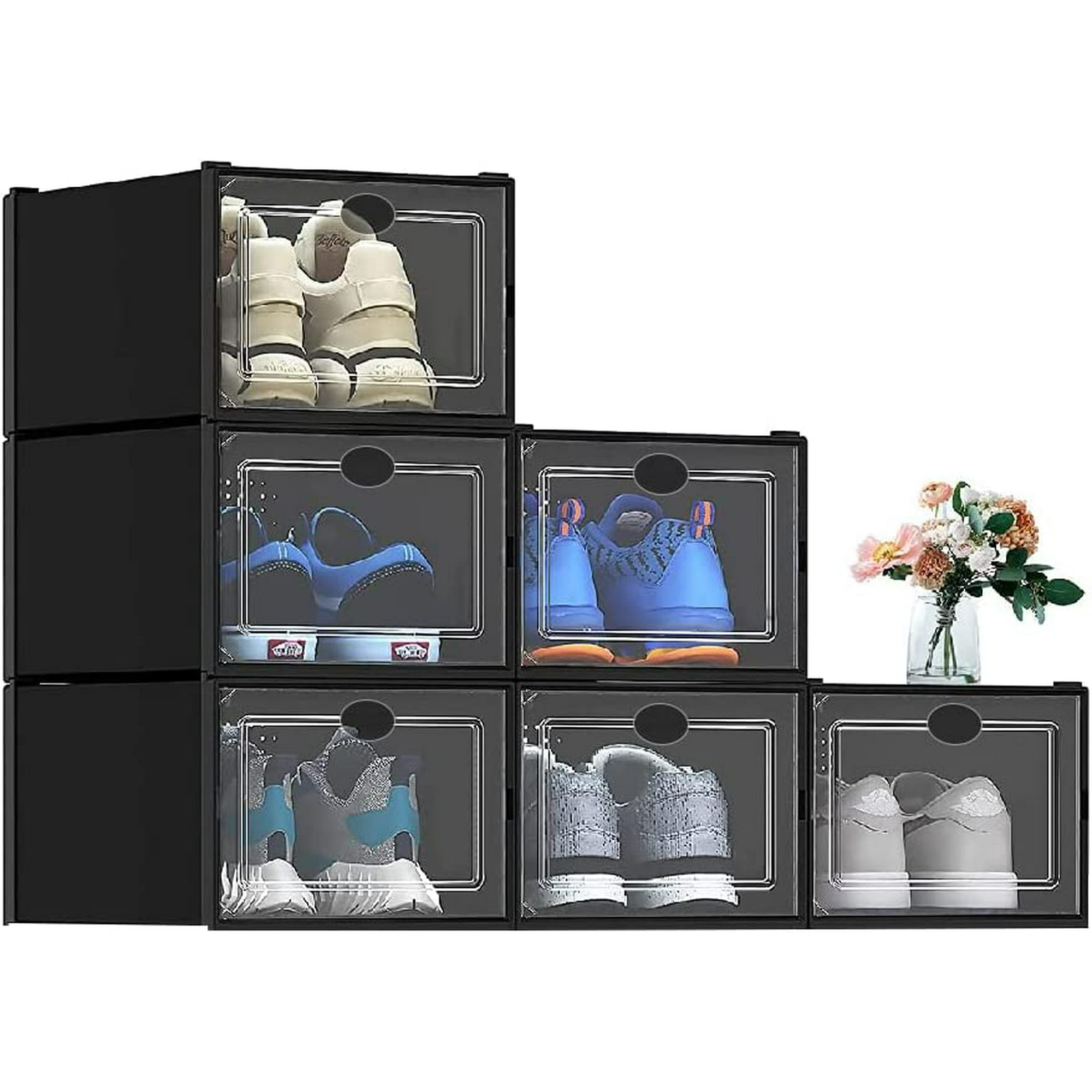 Zapatero plegable de 6 niveles para armario, 12 pares de estantes de  plástico para zapatos, caja de almacenamiento plegable para zapatos, cajas  de