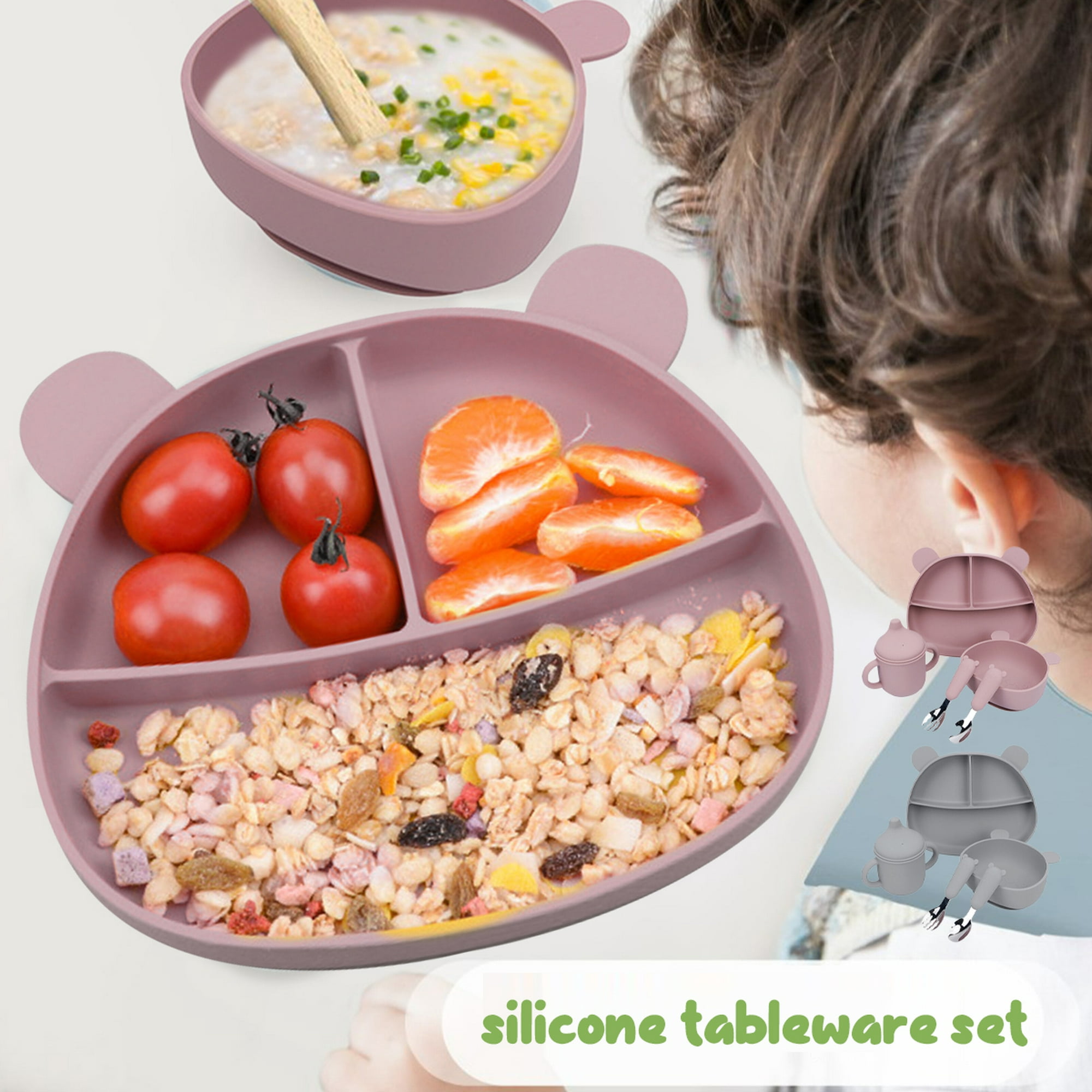 Muyoka Juego de vajilla de silicona para bebés y niños pequeños