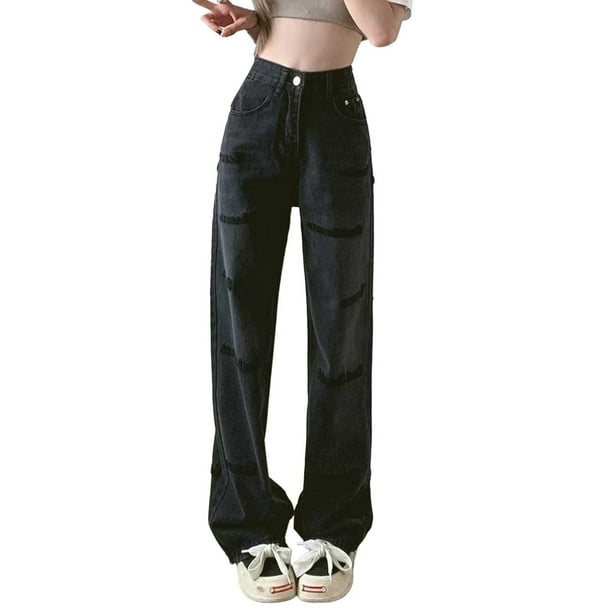 Gibobby pantalones negros mujer Pantalones casuales con estampado de  combinación de telas cómodos de otoño e invierno para mujer (Azul, L)