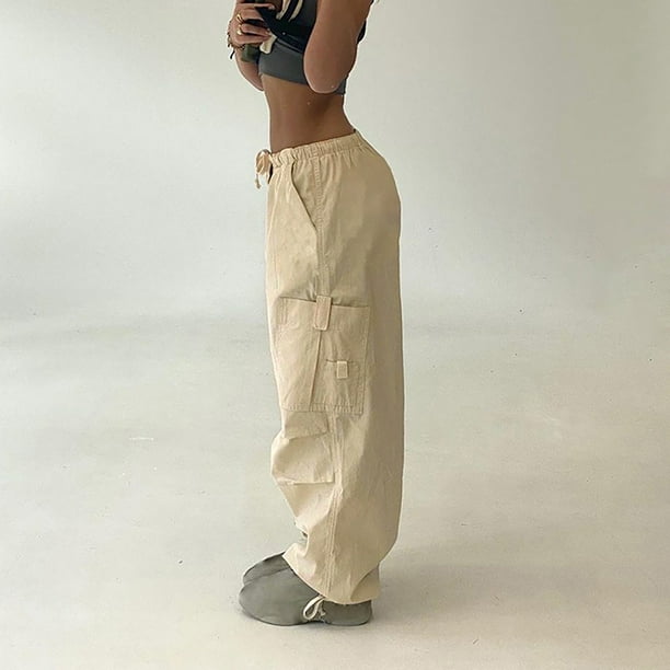  Pantalones cargo de cintura ajustable para mujer