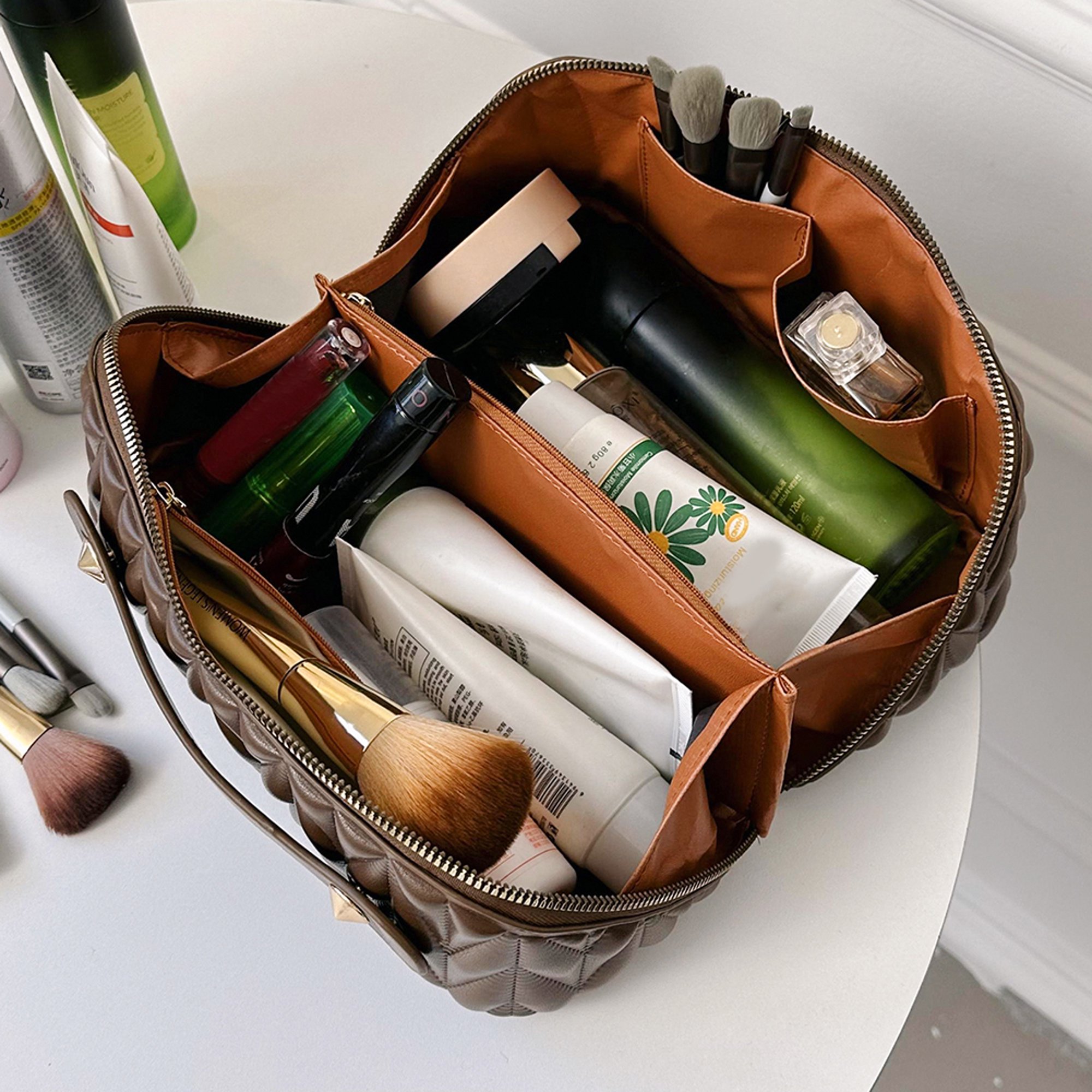 Bolsas De Maquillaje Bolsa de cosméticos de PU, caja de maquillaje