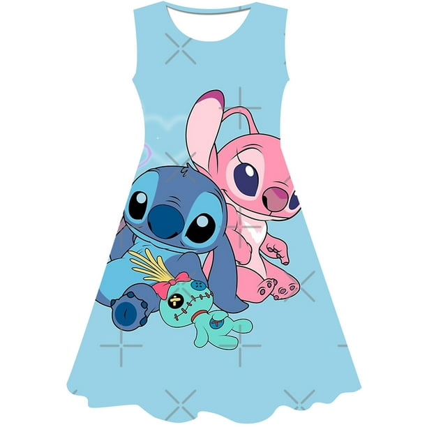 Niñas Disney Stitch dibujos animados Stitch princesa vestido niños disfraz  3D Stitch Fancy 1-10 años cumpleaños fiesta vestido niño ropa 7T Gao Jinjia  LED
