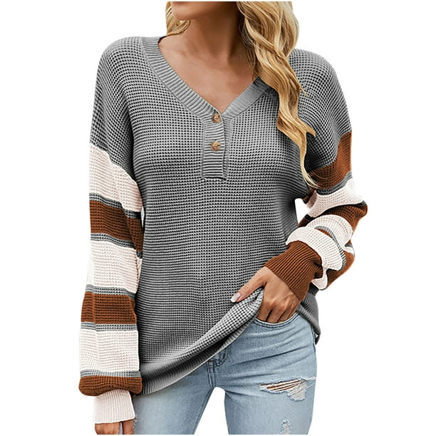 Cárdigan a rayas para mujer, suéter de punto con botones, novedad de Otoño/Invierno 2022, suéter con Pompotops | Walmart en línea