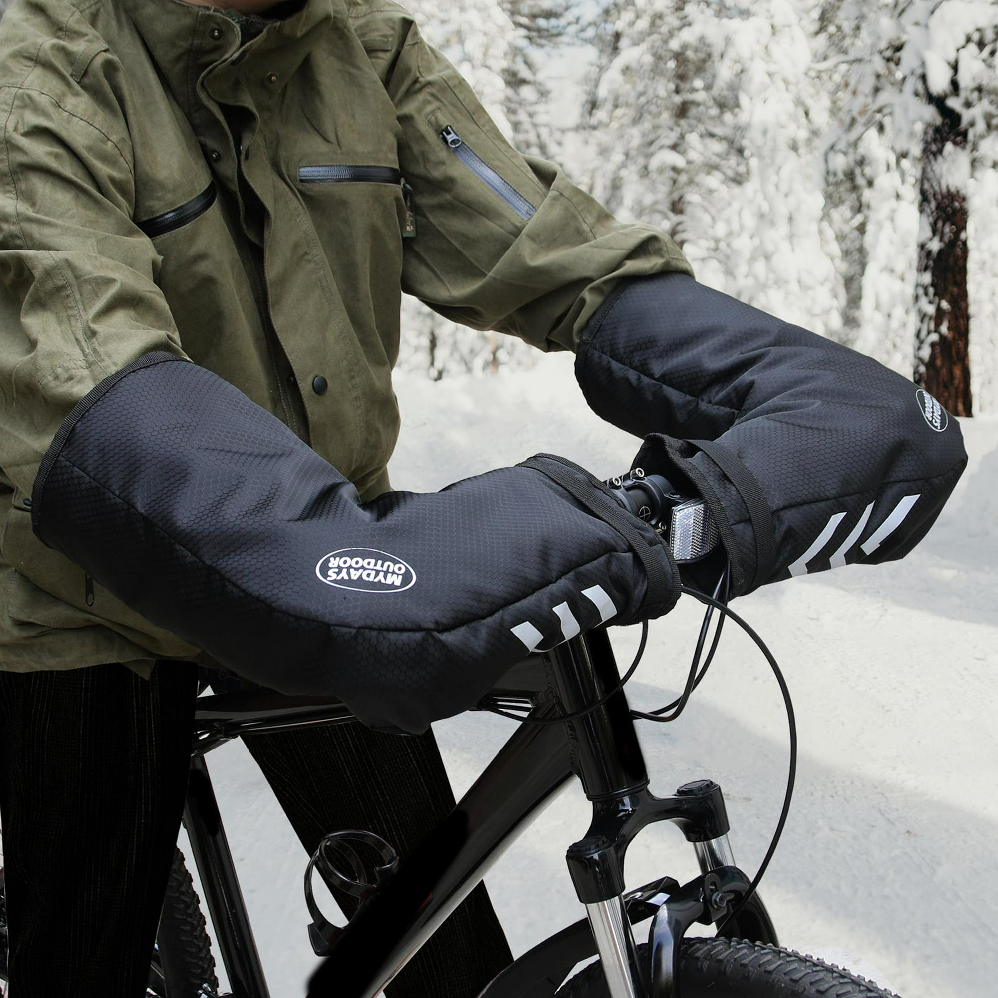 Manoplas de manillar de motocicleta para invierno, resistentes al viento, a  prueba de nieve, para bicicleta eléctrica, ciclismo, calentador de manos